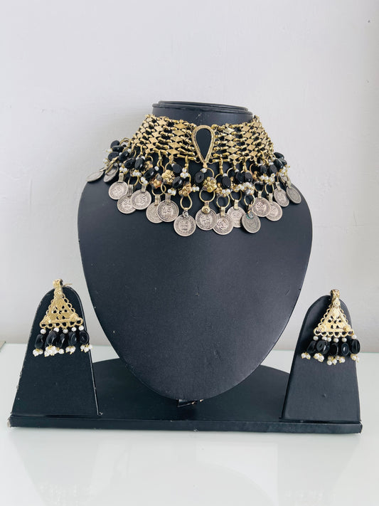 Afghan coins beads choker