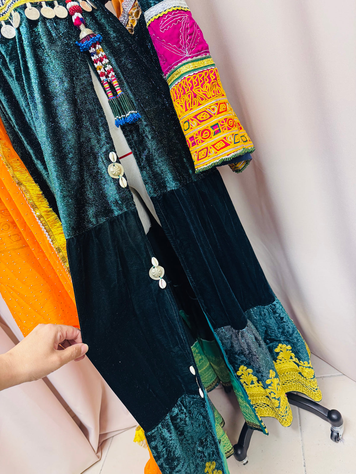 Emerald Green Velvet Afghan Maxi Dress – Traditional Afghan Elegance